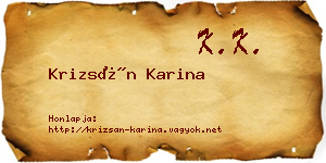 Krizsán Karina névjegykártya